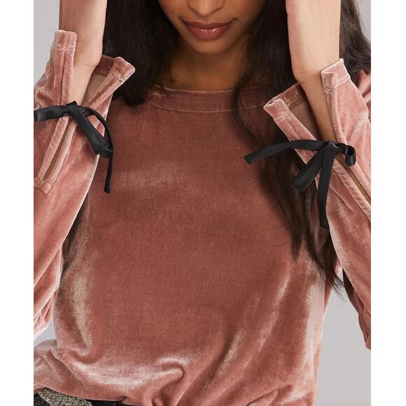 Anthropologie Strappy Open-Back Velvet Top Shirt | Sz XS | Taupe & Black - Picture 2 of 4